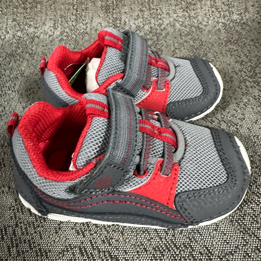 Stride Rite Kylo Grey & Red Baby Shoes 5M